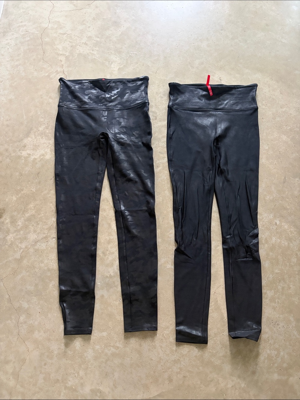 SPANX Black/Camo High-Waist Leggings Pair - Shiny Finish